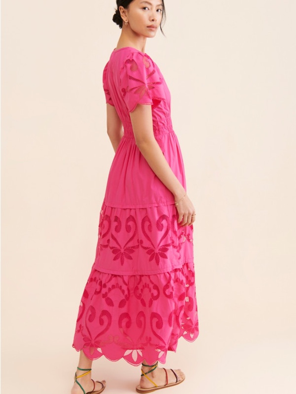 The Somerset Maxi Dress: Cutwork Edition Pink Size S - Picture 8 of 8